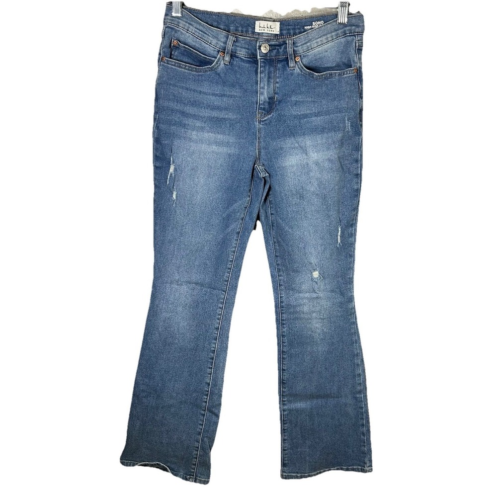 Nicole Miller New York SoHo High Rise Bootcut Blue Distressed Women US Size 4